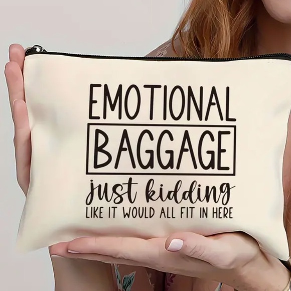 NWT “Emotional Baggage Just kidding Like it would all fit in here” Canvas Bag - Picture 1 of 1